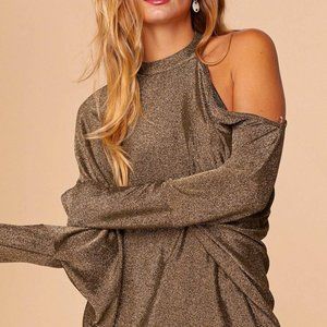 Plus Size One-Shoulder Shimmer Top
